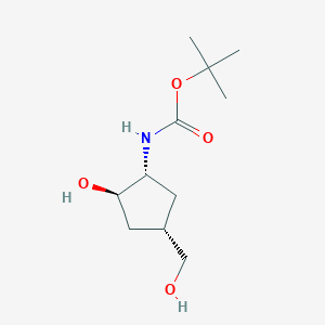 molecular formula C11H21NO4 B12997085 tert-Butyl ((1R,2R,4S)-2-hydroxy-4-(hydroxymethyl)cyclopentyl)carbamate 