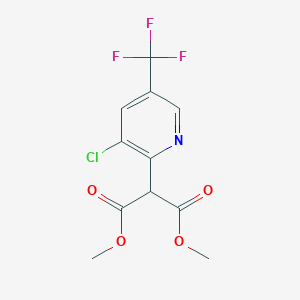 molecular formula C11H9ClF3NO4 B1299729 2-[3-CHLORO-5-(TRIFLUOROMETHYL)PYRIDINYL]-MALONIC ACID DIMETHYL ESTER CAS No. 477859-76-0
