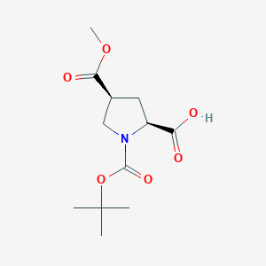 molecular formula C12H19NO6 B12997353 (2S,4S)-1-(tert-Butoxycarbonyl)-4-(methoxycarbonyl)pyrrolidine-2-carboxylic acid 