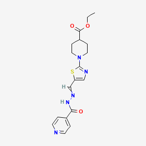 molecular formula C18H21N5O3S B1299737 ethyl 1-(5-{[(E)-2-isonicotinoylhydrazono]methyl}-1,3-thiazol-2-yl)-4-piperidinecarboxylate 