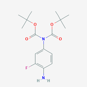 molecular formula C16H23FN2O4 B12997400 Di-tert-butyl (4-amino-3-fluorophenyl)iminodicarbonate 