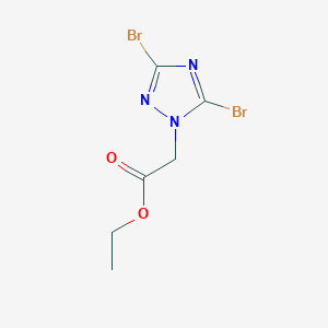 molecular formula C6H7Br2N3O2 B1299745 ethyl 2-(3,5-dibromo-1H-1,2,4-triazol-1-yl)acetate CAS No. 477869-80-0