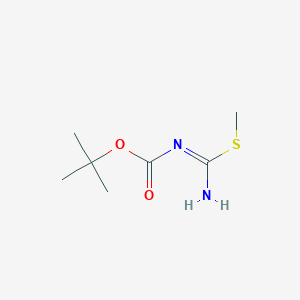 molecular formula C7H14N2O2S B12997533 tert-butyl (NE)-N-[amino(methylsulfanyl)methylidene]carbamate 