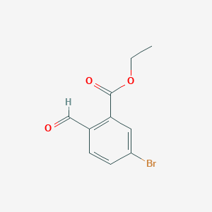 molecular formula C10H9BrO3 B12997536 Ethyl 5-bromo-2-formylbenzoate 