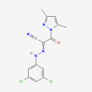 molecular formula C14H11Cl2N5O B1299754 N-(3,5-dichloroanilino)-2-(3,5-dimethylpyrazol-1-yl)-2-oxoethanimidoyl cyanide 