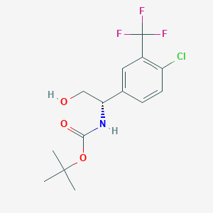 molecular formula C14H17ClF3NO3 B12997549 tert-Butyl (S)-(1-(4-chloro-3-(trifluoromethyl)phenyl)-2-hydroxyethyl)carbamate 