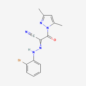 molecular formula C14H12BrN5O B1299758 2-[(E)-2-(2-bromophenyl)hydrazono]-3-(3,5-dimethyl-1H-pyrazol-1-yl)-3-oxopropanenitrile 