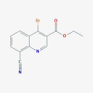 molecular formula C13H9BrN2O2 B12997752 Ethyl 4-bromo-8-cyanoquinoline-3-carboxylate 