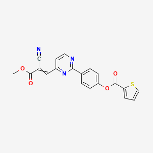 molecular formula C20H13N3O4S B1299781 [4-[4-(2-Cyano-3-methoxy-3-oxoprop-1-enyl)pyrimidin-2-yl]phenyl] thiophene-2-carboxylate 