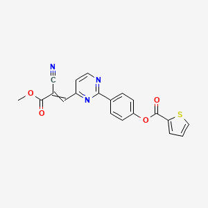 molecular formula C20H13N3O4S B1299781 4-{4-[(E)-2-cyano-3-methoxy-3-oxo-1-propenyl]-2-pyrimidinyl}phenyl 2-thiophenecarboxylate 