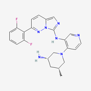 molecular formula C23H23F2N7 B12998201 N-(4-((3S,5R)-3-Amino-5-methylpiperidin-1-yl)pyridin-3-yl)-2-(2,6-difluorophenyl)imidazo[1,5-b]pyridazin-7-amine 