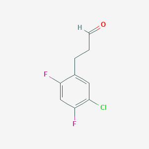 molecular formula C9H7ClF2O B12998290 Benzenepropanal, 5-chloro-2,4-difluoro- 