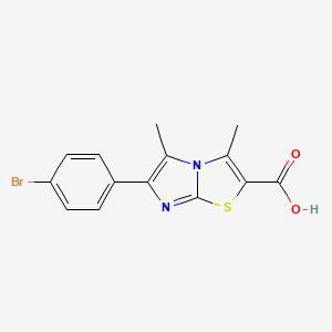 molecular formula C14H11BrN2O2S B12998372 6-(4-Bromophenyl)-3,5-dimethylimidazo[2,1-b]thiazole-2-carboxylic acid 