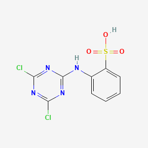 molecular formula C9H6Cl2N4O3S B12998482 2-((4,6-Dichloro-1,3,5-triazin-2-yl)amino)benzenesulfonic acid CAS No. 86964-20-7