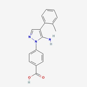 molecular formula C17H15N3O2 B12998602 4-(5-Amino-4-(o-tolyl)-1H-pyrazol-1-yl)benzoic acid 