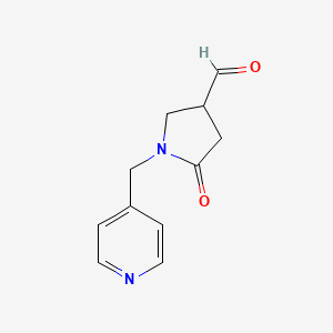 molecular formula C11H12N2O2 B12998604 5-Oxo-1-(pyridin-4-ylmethyl)pyrrolidine-3-carbaldehyde 
