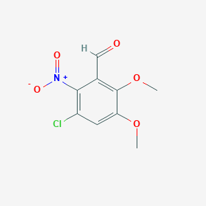 molecular formula C9H8ClNO5 B12998648 3-Chloro-5,6-dimethoxy-2-nitrobenzaldehyde 