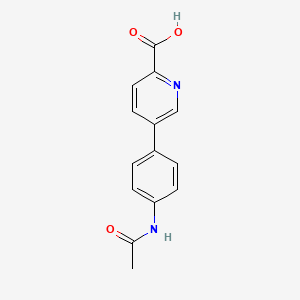 molecular formula C14H12N2O3 B12998962 5-(4-Acetamidophenyl)picolinic acid 