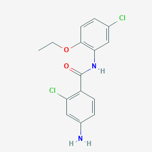 molecular formula C15H14Cl2N2O2 B12999136 4-amino-2-chloro-N-(5-chloro-2-ethoxyphenyl)benzamide 