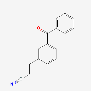 molecular formula C16H13NO B12999438 3-(3-Benzoylphenyl)propanenitrile 