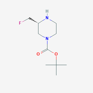 molecular formula C10H19FN2O2 B12999476 tert-Butyl (R)-3-(fluoromethyl)piperazine-1-carboxylate 