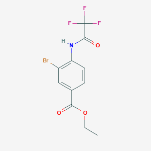 molecular formula C11H9BrF3NO3 B12999683 Ethyl 3-bromo-4-(2,2,2-trifluoroacetamido)benzoate 