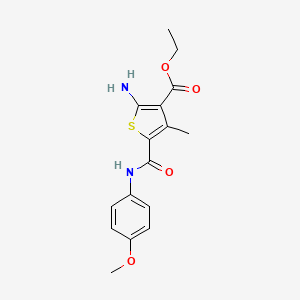 molecular formula C16H18N2O4S B1299999 ethyl 2-amino-5-[(4-methoxyphenyl)carbamoyl]-4-methylthiophene-3-carboxylate CAS No. 5726-48-7