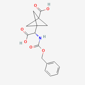 molecular formula C16H17NO6 B13000068 3-[(S)-{[(benzyloxy)carbonyl]amino}(carboxy)methyl]bicyclo[1.1.1]pentane-1-carboxylic acid 
