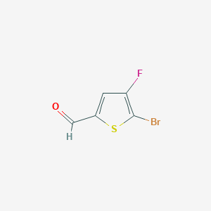 molecular formula C5H2BrFOS B13000194 5-Bromo-4-fluorothiophene-2-carbaldehyde 