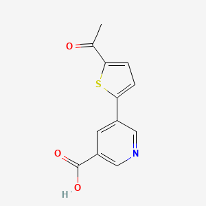 molecular formula C12H9NO3S B13000222 5-(5-Acetylthiophen-2-yl)nicotinic acid 