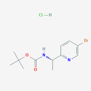 molecular formula C12H18BrClN2O2 B13000245 tert-butyl N-[(1S)-1-(5-bromopyridin-2-yl)ethyl]carbamate;hydrochloride 