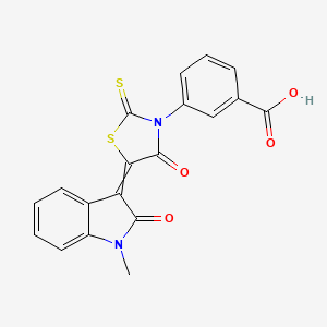 molecular formula C19H12N2O4S2 B1300047 3-[5-(1-Methyl-2-oxoindol-3-ylidene)-4-oxo-2-sulfanylidene-1,3-thiazolidin-3-yl]benzoic acid 
