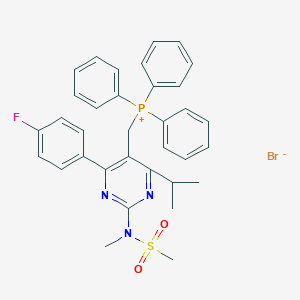 molecular formula C34H34BrFN3O2PS B130005 ((4-(4-Fluorophenyl)-6-isopropyl-2-(N-methylmethylsulfonamido)pyrimidin-5-yl)methyl)triphenylphosphonium bromide CAS No. 885477-83-8