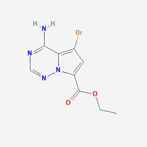 molecular formula C9H9BrN4O2 B13001022 Ethyl4-amino-5-bromopyrrolo[2,1-f][1,2,4]triazine-7-carboxylate 