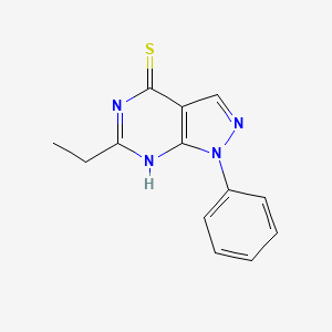 molecular formula C13H12N4S B13001174 6-Ethyl-1-phenyl-1H-pyrazolo[3,4-D]pyrimidine-4-thiol 