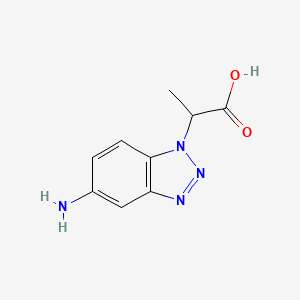molecular formula C9H10N4O2 B13001189 2-(5-Amino-1H-benzo[d][1,2,3]triazol-1-yl)propanoic acid 