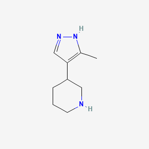 molecular formula C9H15N3 B13001289 3-(3-Methyl-1H-pyrazol-4-yl)piperidine 