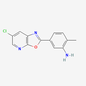 molecular formula C13H10ClN3O B13001324 5-(6-Chlorooxazolo[5,4-b]pyridin-2-yl)-2-methylaniline 