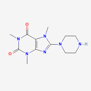 molecular formula C12H18N6O2 B1300184 1,3,7-Trimethyl-8-piperazin-1-yl-3,7-dihydro-purine-2,6-dione CAS No. 50693-74-8