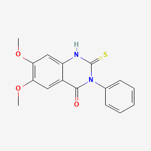 molecular formula C16H14N2O3S B1300239 6,7-dimethoxy-3-phenyl-2-thioxo-2,3-dihydroquinazolin-4(1H)-one CAS No. 31485-66-2