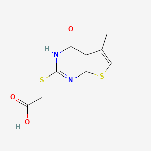 molecular formula C10H10N2O3S2 B1300243 (4-Hydroxy-5,6-dimethyl-thieno[2,3-d]pyrimidin-2-ylsulfanyl)-acetic acid CAS No. 54968-60-4