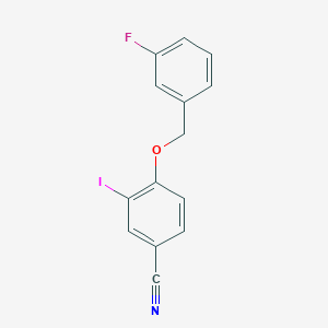 molecular formula C14H9FINO B13002766 4-((3-Fluorobenzyl)oxy)-3-iodobenzonitrile 
