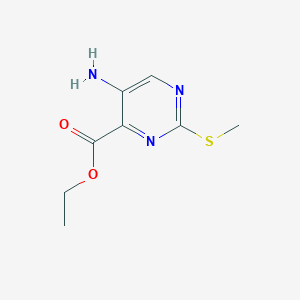 molecular formula C8H11N3O2S B13002881 Ethyl 5-amino-2-(methylthio)pyrimidine-4-carboxylate 