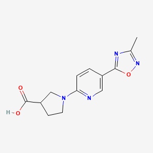 molecular formula C13H14N4O3 B13003041 1-(5-(3-Methyl-1,2,4-oxadiazol-5-yl)pyridin-2-yl)pyrrolidine-3-carboxylic acid 