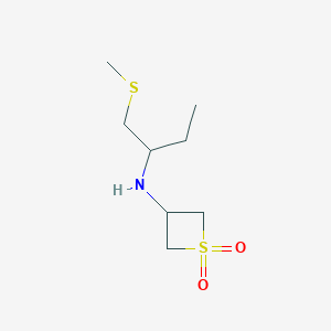 molecular formula C8H17NO2S2 B13003381 3-((1-(Methylthio)butan-2-yl)amino)thietane 1,1-dioxide 