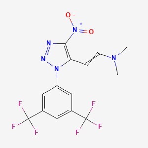 (E)-2-{1-[3,5-bis(trifluoromethyl)phenyl]-4-nitro-1H-1,2,3-triazol-5-yl}-N,N-dimethyl-1-ethenamine