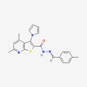 4,6-dimethyl-N'-[(E)-(4-methylphenyl)methylidene]-3-(1H-pyrrol-1-yl)thieno[2,3-b]pyridine-2-carbohydrazide