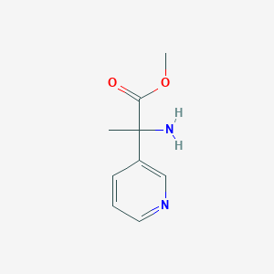 molecular formula C9H12N2O2 B13004540 Methyl 2-amino-2-(pyridin-3-yl)propanoate 