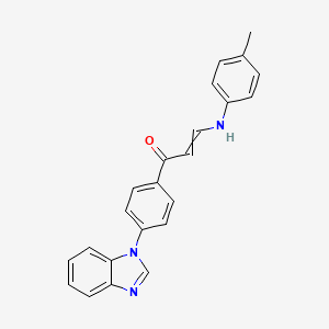 molecular formula C23H19N3O B1300472 (E)-1-[4-(1H-1,3-benzimidazol-1-yl)phenyl]-3-(4-toluidino)-2-propen-1-one 
