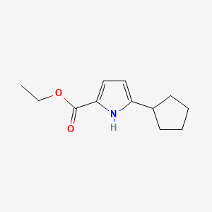 molecular formula C12H17NO2 B13005297 Ethyl 5-cyclopentyl-1H-pyrrole-2-carboxylate 